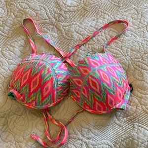 Bikini top 36D fluorescent tribal print new